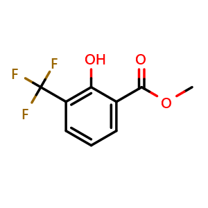 Chemical structure of 2-Hydroxy-3-trifluoromethyl-benzoic acid methyl ester , CAS 302608-06-6, AChemBlock AD253742