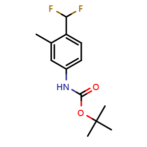 Chemical structure of (4-Difluoromethyl-3-methyl-phenyl)-carbamic acid tert-butyl ester , AChemBlock AD253756