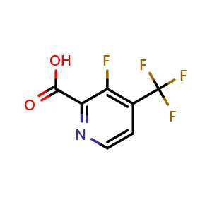Chemical structure of 3-Fluoro-4-trifluoromethyl-pyridine-2- carboxylic acid , CAS 1806385-89-6, AChemBlock AD253766