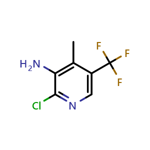 Chemical structure of 2-Chloro-4-methyl-5-trifluoromethyl-pyridin-3-ylamine , AChemBlock AD253774