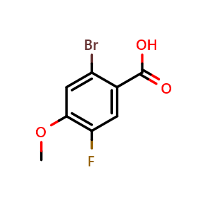 Chemical structure of 2-Bromo-5-fluoro-4-methoxybenzoicacid , CAS 64695-99-4, AChemBlock AD253783