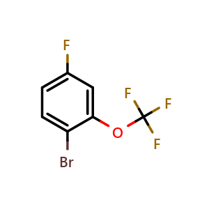Chemical structure of 1-Bromo-4-fluoro-2-(trifluoromethoxy)benzene , CAS 1242252-07-8, AChemBlock AD253788