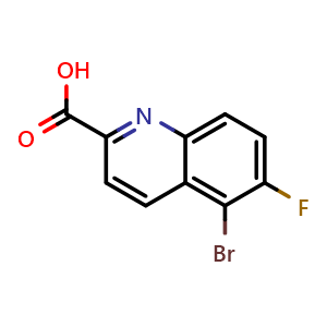 Chemical structure of 5-Bromo-6-fluoroquinoline-2-carboxylicacid , CAS 1420790-57-3, AChemBlock AD253796