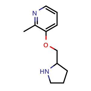 Chemical structure of 2-Methyl-3-[(pyrrolidin-2-yl)methoxy]pyridine , CAS 1856346-16-1, AChemBlock AD253807
