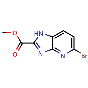 Chemical structure of Methyl 5-bromo-1H-imidazo[4,5-b]pyridine-2-carboxylate , CAS 1257852-22-4, AChemBlock AD253809