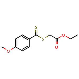 Chemical structure of (4-Methoxy-thiobenzoylsulfanyl)-aceticacidethylester , CAS 129841-40-3, AChemBlock AD253810