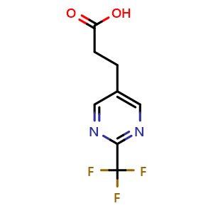 Chemical structure of 3-(2-(Trifluoromethyl)pyrimidin-5-yl)propanoicacid , CAS 1216040-74-2, AChemBlock AD253819