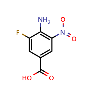 Chemical structure of 4-Amino-3-fluoro-5-nitrobenzoicacid , CAS 803700-08-5, AChemBlock AD253827
