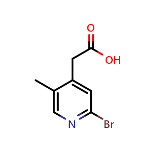 Chemical structure of 2-Bromo-5-methylpyridine-4-aceticacid , CAS 1227576-16-0, AChemBlock AD253828