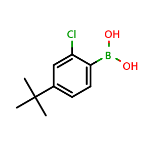 Chemical structure of (4-(tert-Butyl)-2-chlorophenyl)boronic acid , CAS 2756573-70-1, AChemBlock AD253835