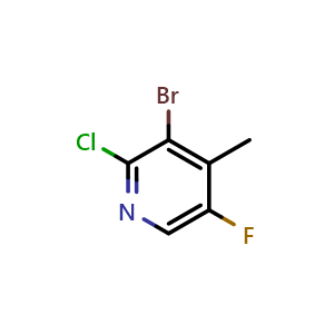 Chemical structure of 3-Bromo-2-chloro-5-fluoro-4-methylpyridine , CAS 1429510-79-1, AChemBlock AD253843