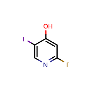 Chemical structure of 2-Fluoro-5-iodopyridin-4-ol , CAS 1806474-31-6, AChemBlock AD253849