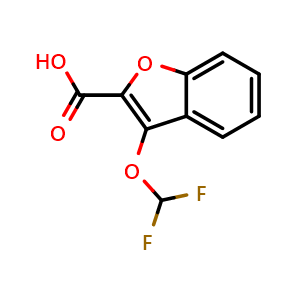 Chemical structure of 3-(Difluoromethoxy)benzofuran-2-carboxylicacid , CAS 1708401-47-1, AChemBlock AD253850