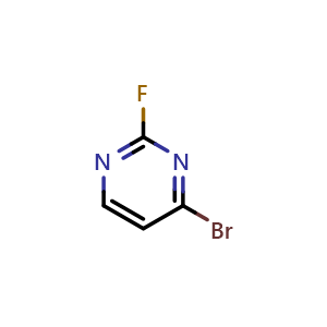 Chemical structure of 4-Bromo-2-fluoropyrimidine , CAS 1209458-22-9, AChemBlock AD253854