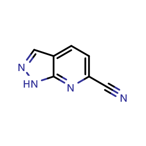 Chemical structure of 1H-Pyrazolo[3,4-b]pyridine-6-carbonitrile , CAS 1784055-54-4, AChemBlock AD253855