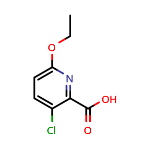 Chemical structure of 3-Chloro-6-ethoxypyridine-2-carboxylicacid , CAS 1020945-92-9, AChemBlock AD253870