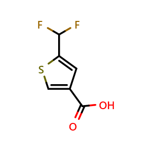 Chemical structure of 5-(Difluoromethyl)thiophene-3-carboxylic acid , CAS 189330-27-6, AChemBlock AD253877