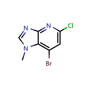 Chemical structure of 7-Bromo-5-chloro-1-methyl-1H-imidazo[4,5-b]pyridine , CAS 1823927-87-2, AChemBlock AD253893