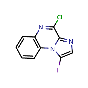 Chemical structure of 4-Chloro-1-iodoimidazo[1,2-a]quinoxaline , CAS 2089378-24-3, AChemBlock AD253894