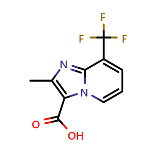 Chemical structure of 2-Methyl-8-(trifluoromethyl)imidazo[1,2-a]pyridine-3-carboxylicacid , CAS 1519780-36-9, AChemBlock AD253895