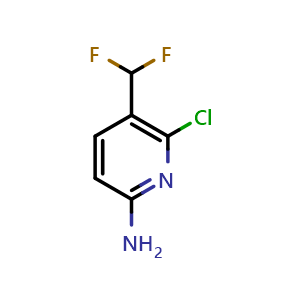 Chemical structure of 6-Chloro-5-(difluoromethyl)pyridin-2-amine , CAS 1441636-27-6, AChemBlock AD253914