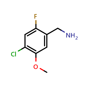 Chemical structure of (4-Chloro-2-fluoro-5-methoxyphenyl)methanamine , CAS 1784658-07-6, AChemBlock AD253916