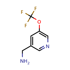Chemical structure of (5-(Trifluoromethoxy)pyridin-3-yl)methanamine , CAS 1060815-06-6, AChemBlock AD253931