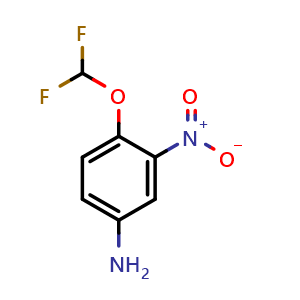 Chemical structure of 4-(Difluoromethoxy)-3-nitroaniline , CAS 1261747-80-1, AChemBlock AD253938