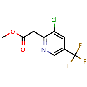 Chemical structure of Methyl 2-(3-chloro-5-(trifluoromethyl)pyridin-2-yl)acetate , CAS 885949-63-3, AChemBlock AD253950