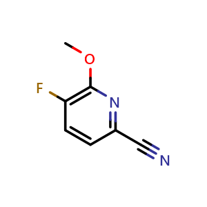 Chemical structure of 5-Fluoro-6-methoxypicolinonitrile , CAS 1239510-83-8, AChemBlock AD253957