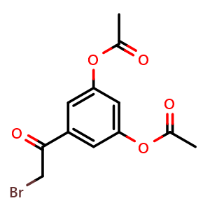 Chemical structure of 5-(2-Bromoacetyl)-1,3-phenylene diacetate , CAS 36763-39-0, AChemBlock AD253970