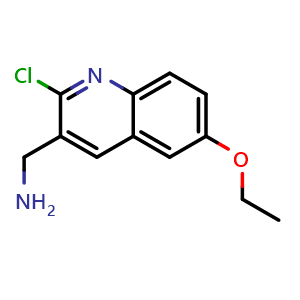 Chemical structure of (2-Chloro-6-ethoxyquinolin-3-yl)methanamine , CAS 1707584-46-0, AChemBlock AD253988