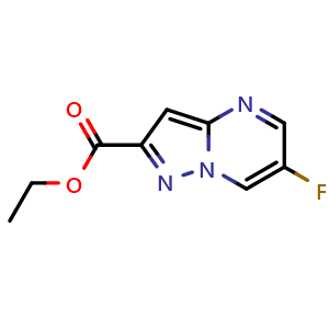 Chemical structure of Ethyl 6-fluoropyrazolo[1,5-a]pyrimidine-2-carboxylate , CAS 1868129-05-8, AChemBlock AD253989
