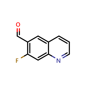Chemical structure of 7-Fluoroquinoline-6-carbaldehyde , CAS 1185768-18-6, AChemBlock AD253991