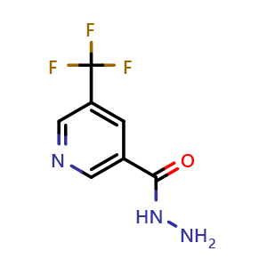 Chemical structure of 5-(Trifluoromethyl)nicotinohydrazide , CAS 2050016-59-4, AChemBlock AD253995