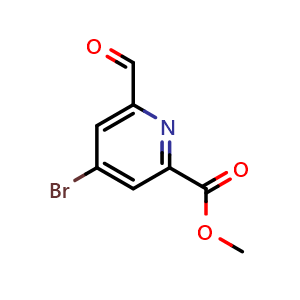 Chemical structure of Methyl 4-bromo-6-formylpicolinate , CAS 1206249-70-8, AChemBlock AD253996