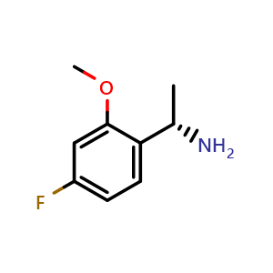 Chemical structure of (1S)-1-(4-Fluoro-2-methoxyphenyl)ethan-1-amine , CAS 1217450-20-8, AChemBlock AD254004