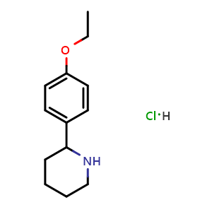 Chemical structure of 2-(4-Ethoxyphenyl)piperidine hydrochloride , CAS 1185298-03-6, AChemBlock AD254005
