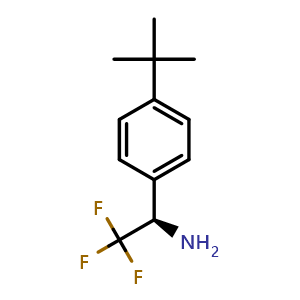 Chemical structure of (R)-1-(4-(tert-Butyl)phenyl)-2,2,2-trifluoroethan-1-amine , CAS 1213584-54-3, AChemBlock AD254014