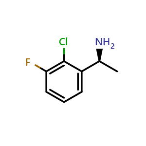 Chemical structure of (S)-1-(2-Chloro-3-fluorophenyl)ethan-1-amine , CAS 1213215-01-0, AChemBlock AD254015