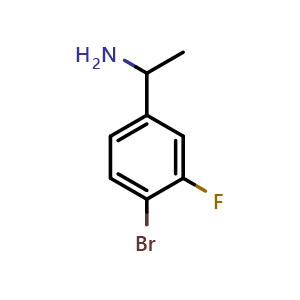 Chemical structure of 1-(4-Bromo-3-fluorophenyl)ethan-1-amine , CAS 1270343-17-3, AChemBlock AD254017