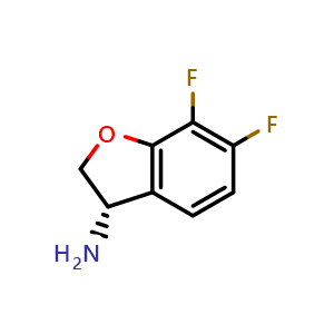 Chemical structure of (S)-6,7-Difluoro-2,3-dihydrobenzofuran-3-amine , CAS 1259857-64-1, AChemBlock AD254024