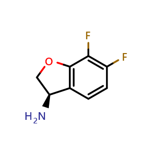 Chemical structure of (R)-6,7-Difluoro-2,3-dihydrobenzofuran-3-amine , CAS 1259759-12-0, AChemBlock AD254025