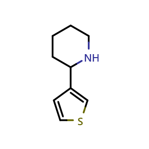 Chemical structure of 2-(Thiophen-3-yl)piperidine , CAS 526183-33-5, AChemBlock AD254029