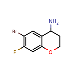 Chemical structure of 6-Bromo-7-fluorochroman-4-amine , CAS 1273602-05-3, AChemBlock AD254041