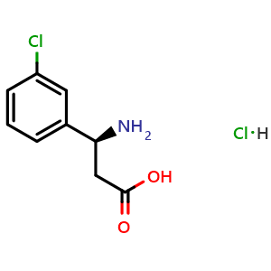 Chemical structure of (S)-3-Amino-3-(3-chlorophenyl)propanoic acid hydrochloride , CAS 490034-83-8, AChemBlock AD254087