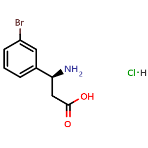 Chemical structure of (S)-3-Amino-3-(3-bromophenyl)propanoic acid hydrochloride , CAS 1391581-54-6, AChemBlock AD254089