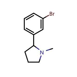Chemical structure of 2-(3-Bromophenyl)-1-methylpyrrolidine , CAS 903641-14-5, AChemBlock AD254091