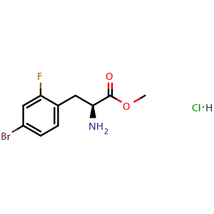 Chemical structure of (S)-Methyl 2-amino-3-(4-bromo-2-fluorophenyl)propanoate hydrochloride , CAS 1391466-31-1, AChemBlock AD254112