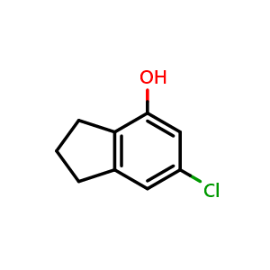 Chemical structure of 6-Chloro-2,3-dihydro-1H-inden-4-ol , CAS 851344-53-1, AChemBlock AD254113